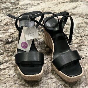 Target NWT A New Day Shoes Women's A New Day Tina Wedge Heels SZ 6 1/2 BLACK.